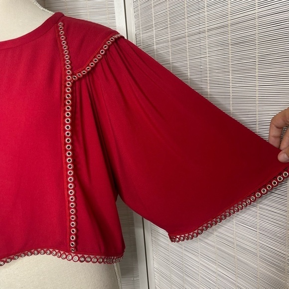 IRO OFI Flutter Sleeve Grommet Blouse Red Size XS Excellent Condition - Picture 3 of 9
